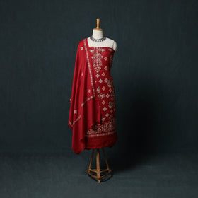 3pc Heavy Embroidered Wool Unstitched Dress Material Suit Set 55