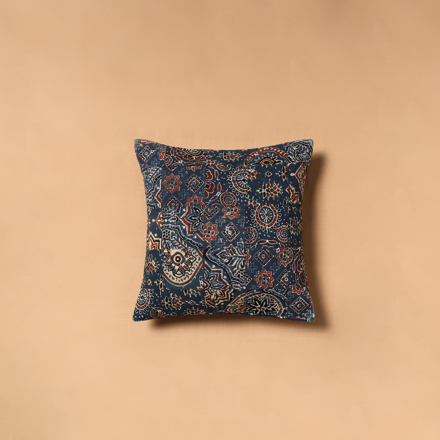 Kutch Tagai Patchwork Ajrakh Cotton Cushion Cover (12 x 12 in) 26