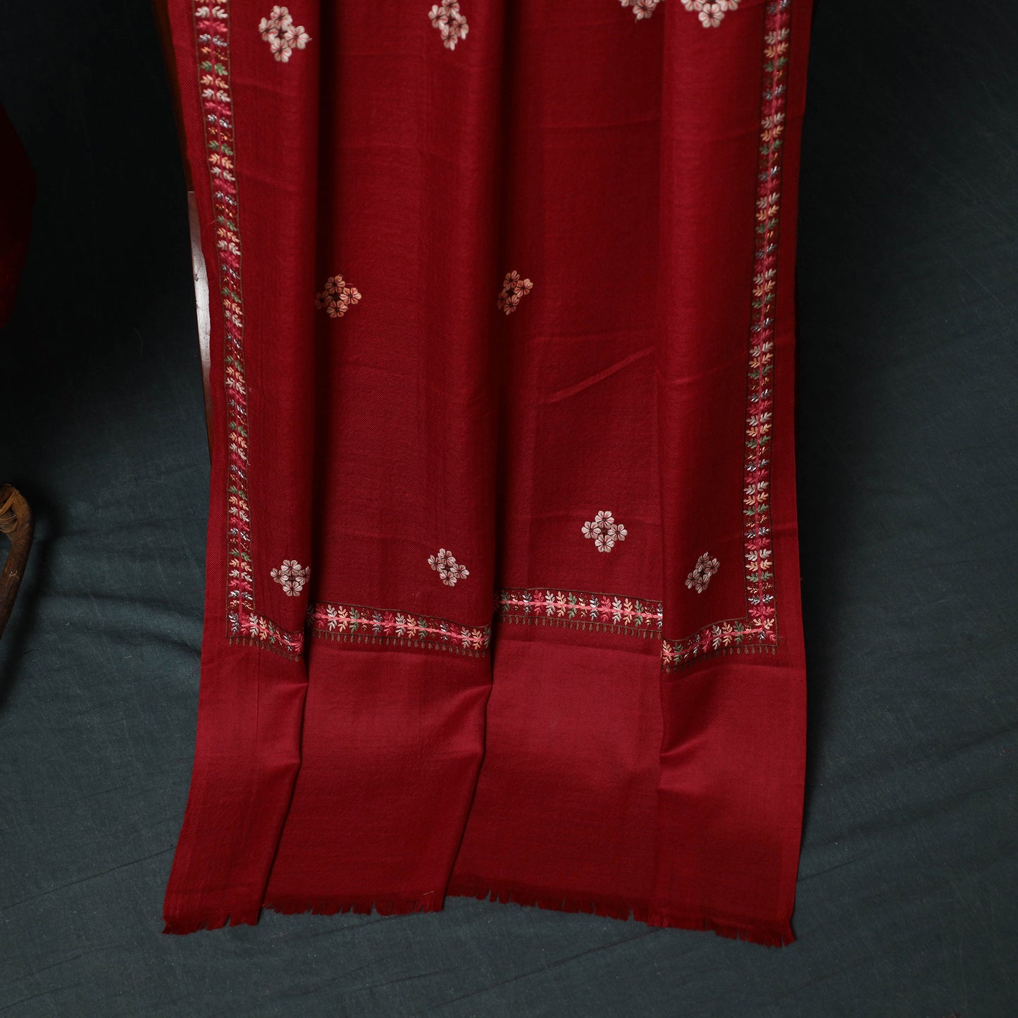 3pc Heavy Embroidered Wool Unstitched Dress Material Suit Set 55