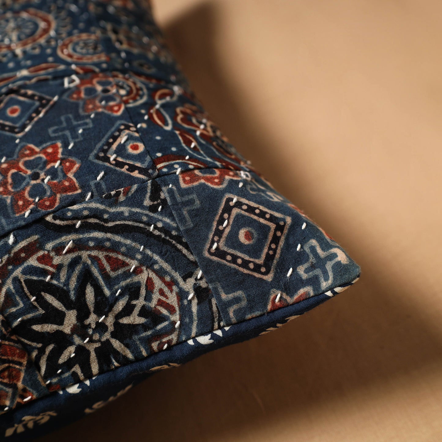 Kutch Tagai Patchwork Ajrakh Cotton Cushion Cover (12 x 12 in) 26