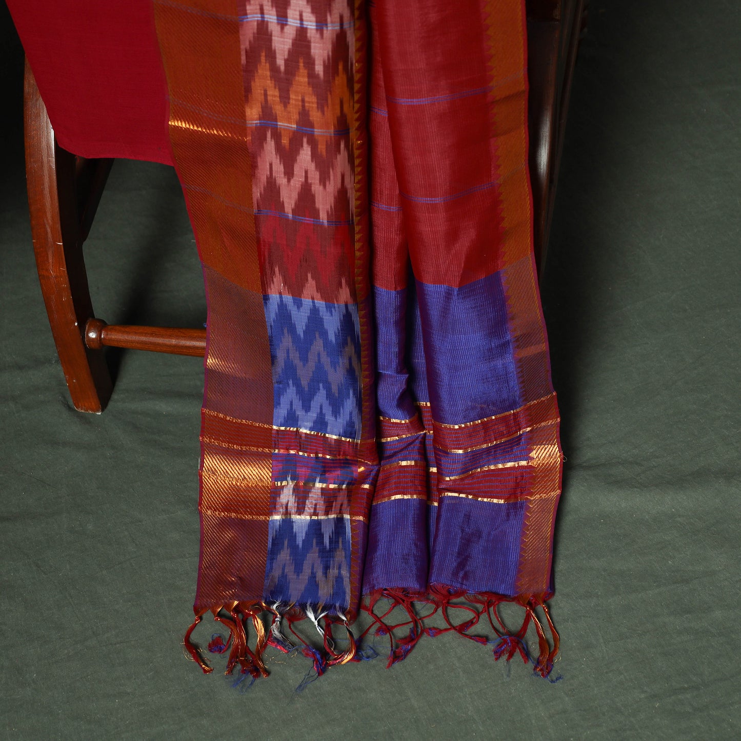Mangalagiri Handloom Silk Cotton 3pc Unstitched Dress Material Suit Set 02