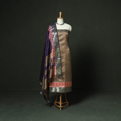 Mangalagiri Handloom Silk Cotton 3pc Unstitched Dress Material Suit Set 04