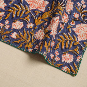  Blue Hand Embroidered Floral Cotton Reversible Table Mat