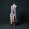 Purple - Jacquard Woven 2pc Cotton Unstitched Dress Material Kurta Set with Jewellery 02