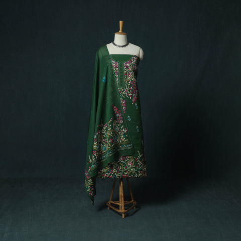 Green - Hand Embroidered Cotton 3pc Unstitched Dress Material 57