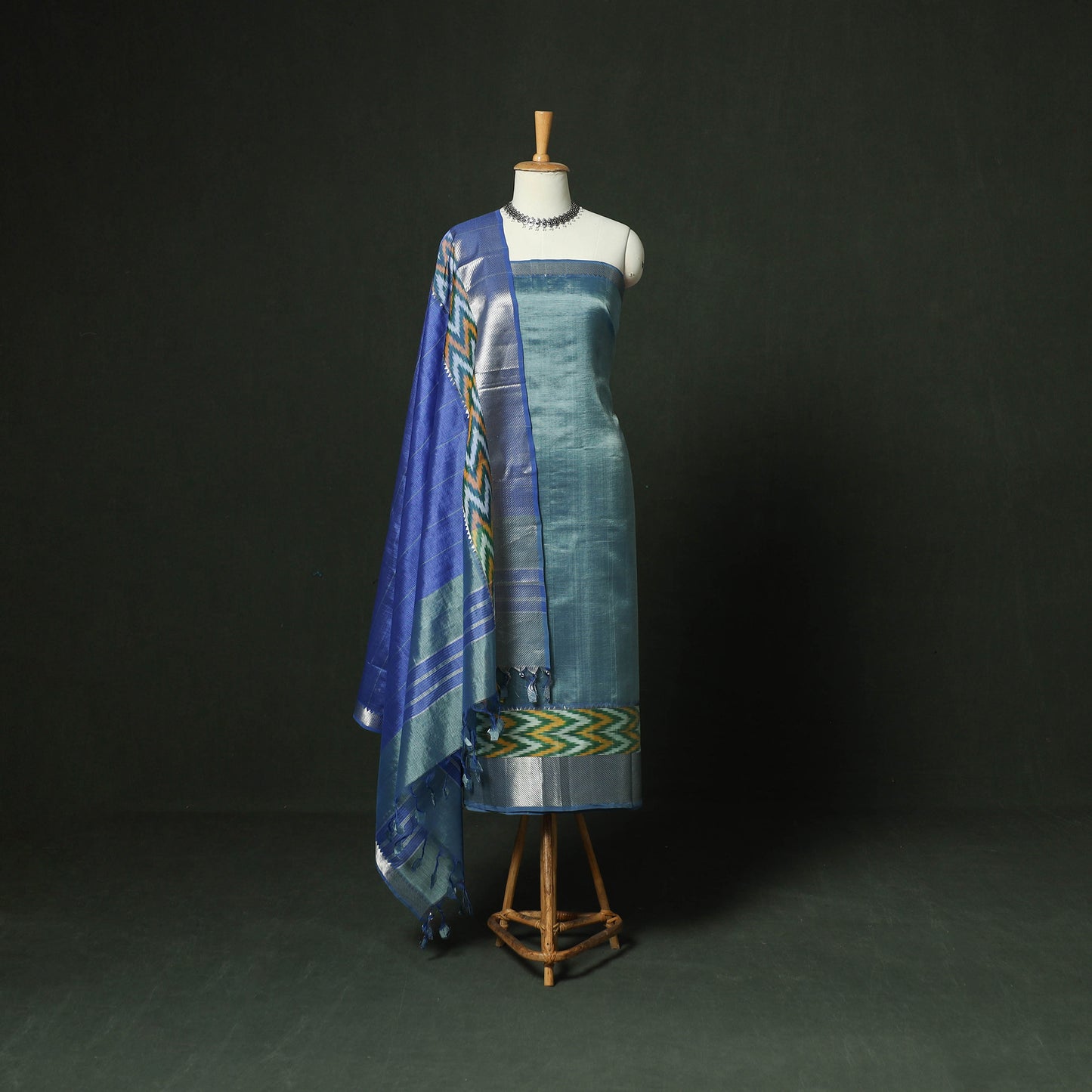 Mangalagiri Handloom Silk Cotton 3pc Unstitched Dress Material Suit Set 06
