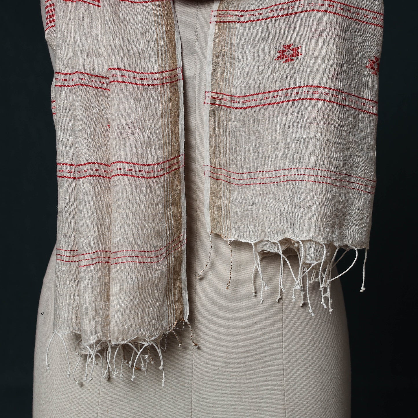 Burdwan Jamdani Handloom Linen Stole 01