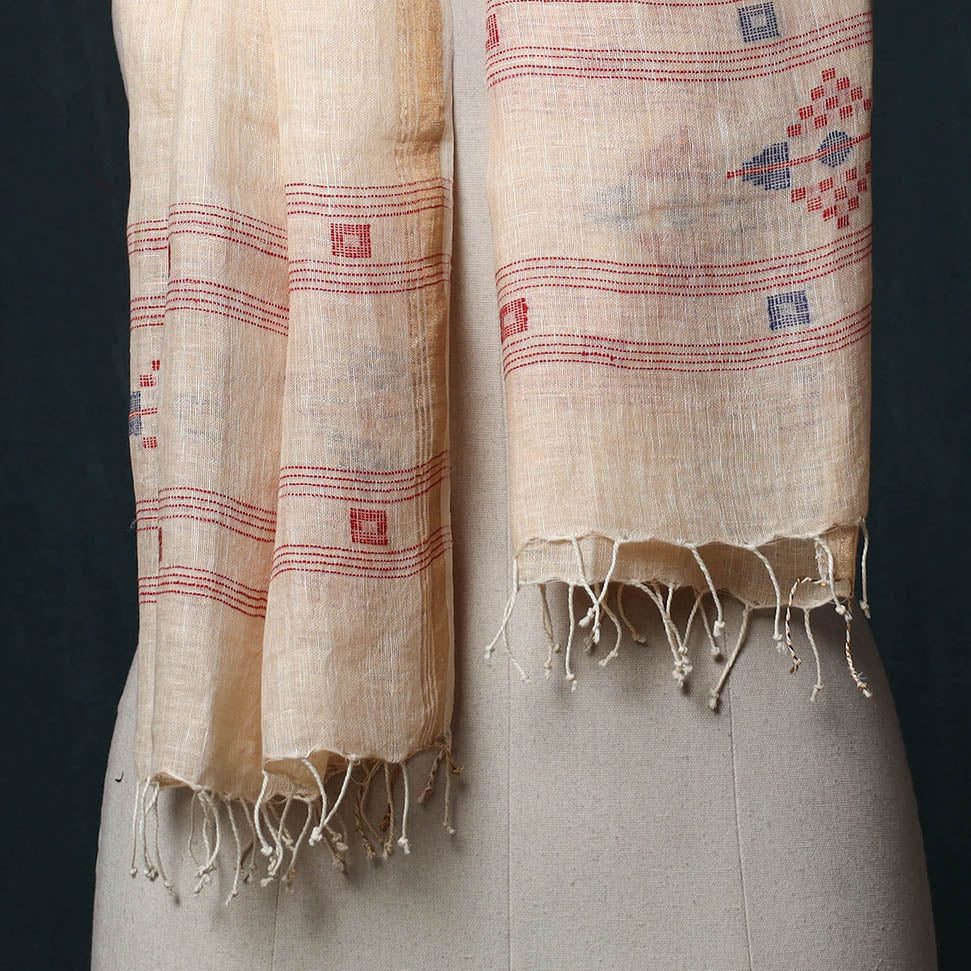 Burdwan Jamdani Handloom Linen Stole 02