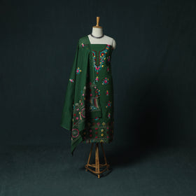 Green - Hand Embroidered Cotton 3pc Unstitched Dress Material 58
