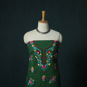 Green - Hand Embroidered Cotton 3pc Unstitched Dress Material 58