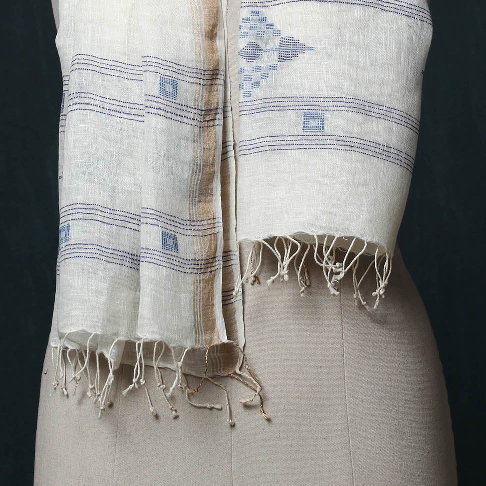 Burdwan Jamdani Handloom Linen Stole 07