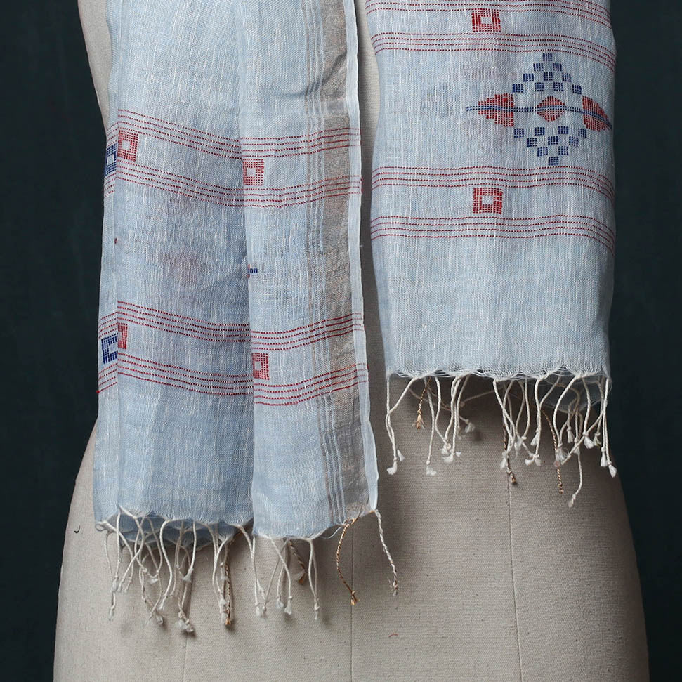Burdwan Jamdani Handloom Linen Stole 09