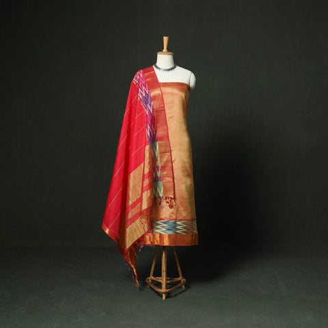 Mangalagiri Handloom Silk Cotton 3pc Unstitched Dress Material Suit Set 08