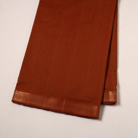Brown Handloom Mangalagiri Cotton Fabric with Zari Border
