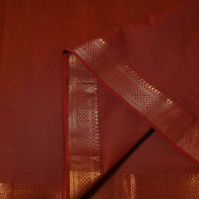 Brown Handloom Mangalagiri Cotton Fabric with Zari Border