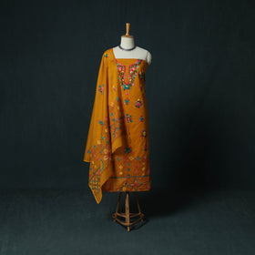 Orange - Hand Embroidered Cotton 3pc Unstitched Dress Material 61