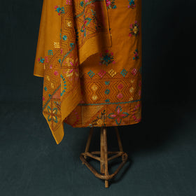 Orange - Hand Embroidered Cotton 3pc Unstitched Dress Material 61
