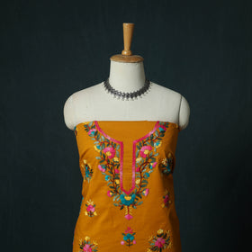 Orange - Hand Embroidered Cotton 3pc Unstitched Dress Material 61