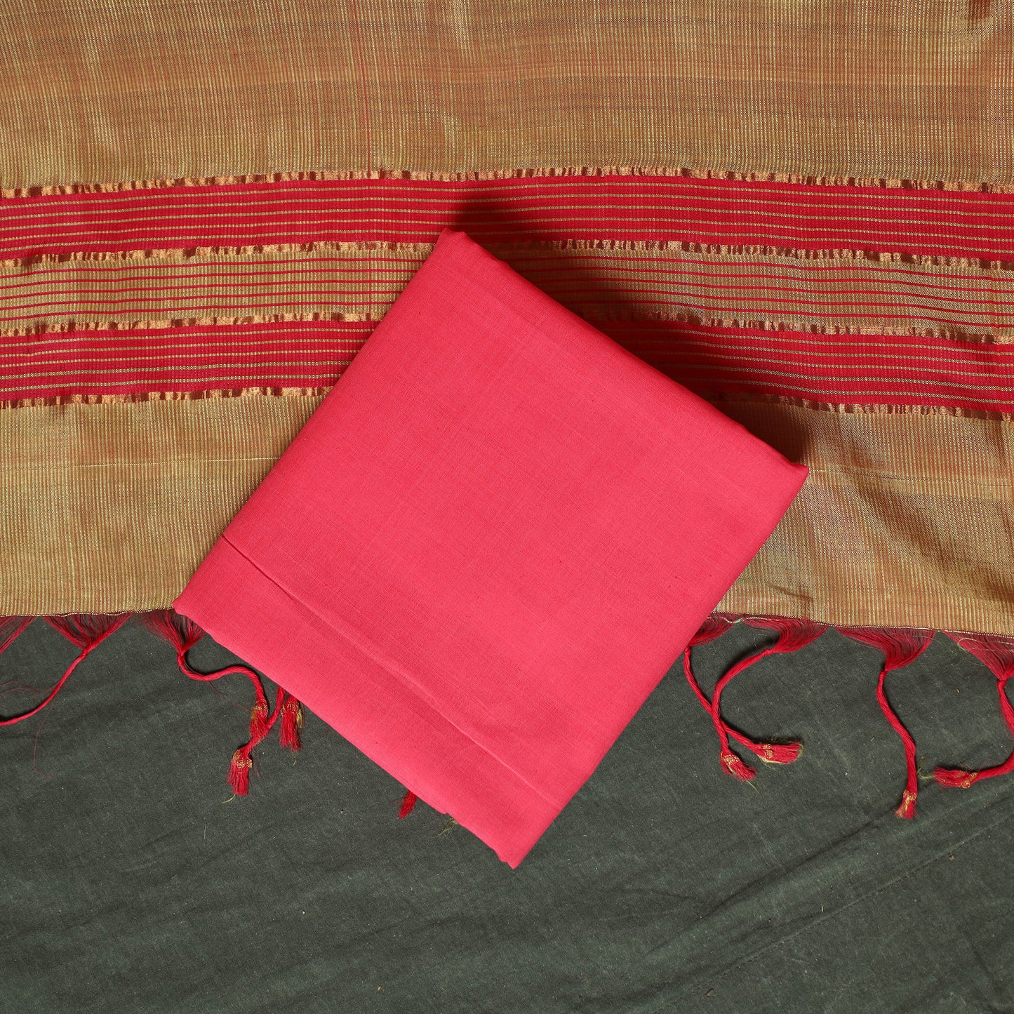 Mangalagiri Handloom Silk Cotton 3pc Unstitched Dress Material Suit Set 08