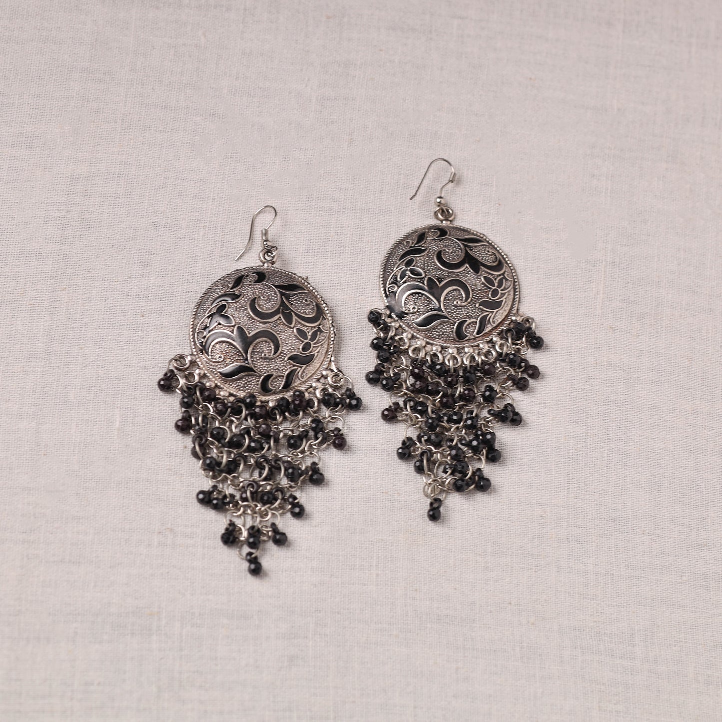 Antique Finish Oxidised German Silver Earrings 105