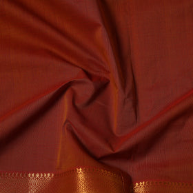 Brown Handloom Mangalagiri Cotton Fabric with Zari Border