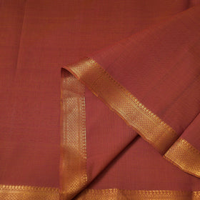 Brown Handloom Mangalagiri Cotton Fabric with Zari Border