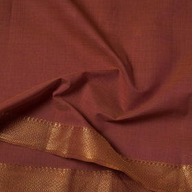 Brown Handloom Mangalagiri Cotton Fabric with Zari Border