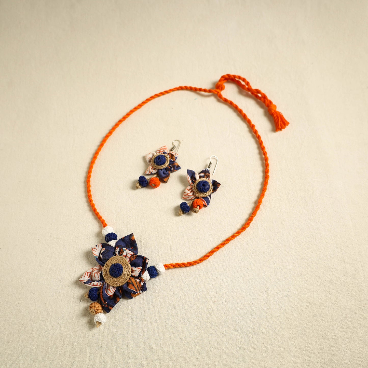  Handmade Jute Fabart Necklace Set