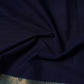 Blue Handloom Mangalagiri Cotton Fabric with Zari Border