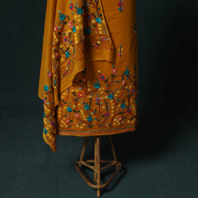 Orange - Hand Embroidered Cotton 3pc Unstitched Dress Material 64