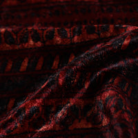 Red - Block Printed Velvet Natural Dyed Ajrakh Fabric 01