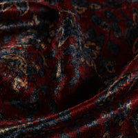 Red - Block Printed Velvet Natural Dyed Ajrakh Fabric 02