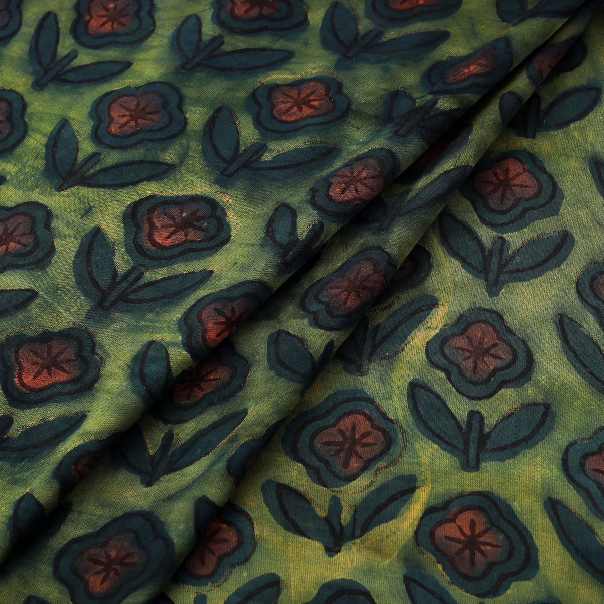 Pomegranate Peel Hand Block Print Modal Silk Fabric 05