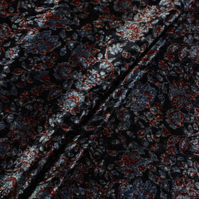 Buy Black Block Printed Velvet Natural Dyed Ajrakh Fabric