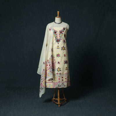 Hand Embroidered Cotton 3pc Unstitched Dress Material 67