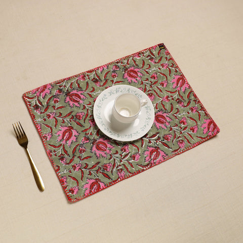 Hand Embroidered Floral Cotton Reversible Table Mat 27