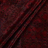 Red - Block Printed Velvet Natural Dyed Ajrakh Fabric 05