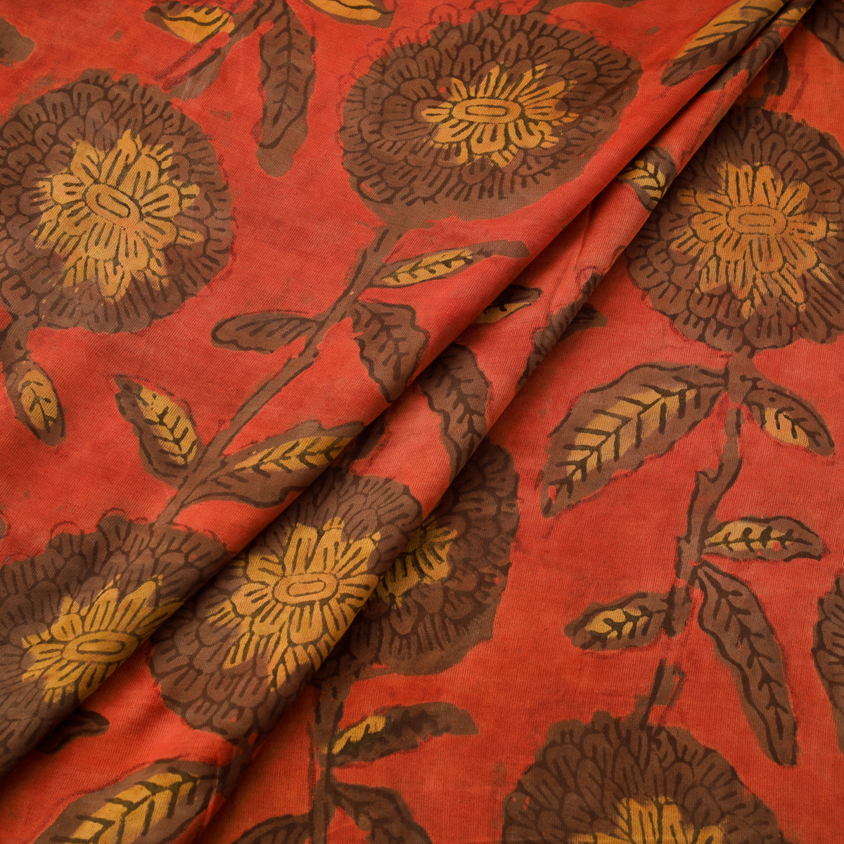 Pomegranate Peel Hand Block Print Modal Silk Fabric 10