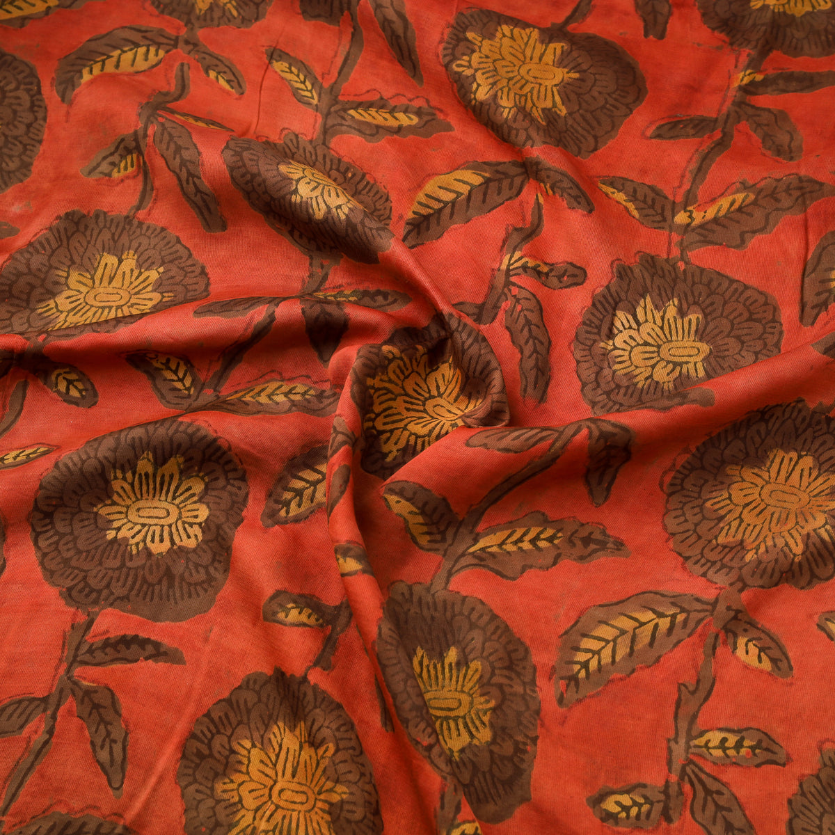 Pomegranate Peel Hand Block Print Modal Silk Fabric 10