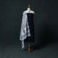 Blue - Jacquard Woven 2pc Cotton Unstitched Dress Material Kurta Set with Jewellery 16
