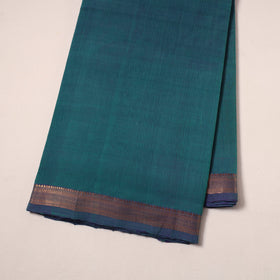 Green Handloom Mangalagiri Cotton Fabric with Zari Border