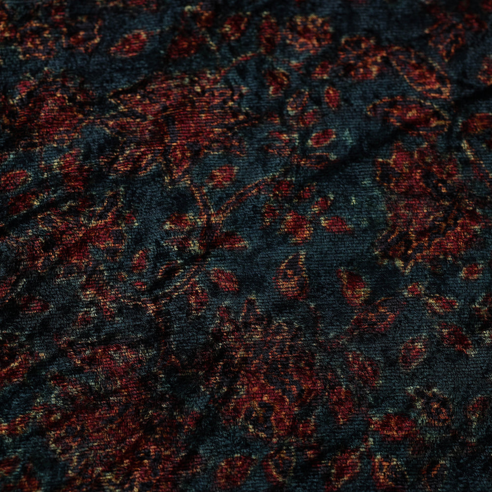 Red - Block Printed Velvet Natural Dyed Ajrakh Fabric 06