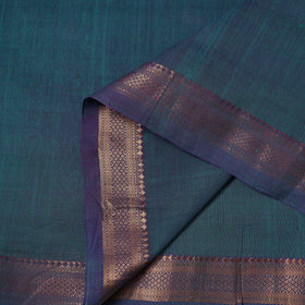Green Handloom Mangalagiri Cotton Fabric with Zari Border