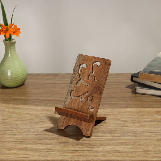 Handcarved Acacia Wood Mobile Stand 01
