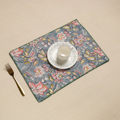 Hand Embroidered Floral Cotton Reversible Table Mat 31