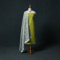 Green - Jacquard Woven 2pc Cotton Unstitched Dress Material Kurta Set with Jewellery 17