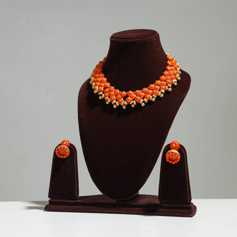 Bishnupur Handpainted Terracotta Necklace Set 64  1 64