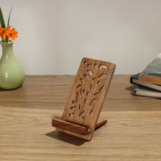 Handcarved Acacia Wood Mobile Stand 02
