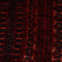 Red - Block Printed Velvet Natural Dyed Ajrakh Fabric 01