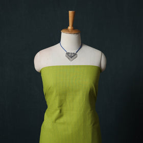 Green - Jacquard Woven 2pc Cotton Unstitched Dress Material Kurta Set with Jewellery 17